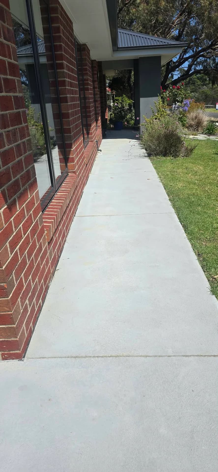 Concrete path after pressure washing